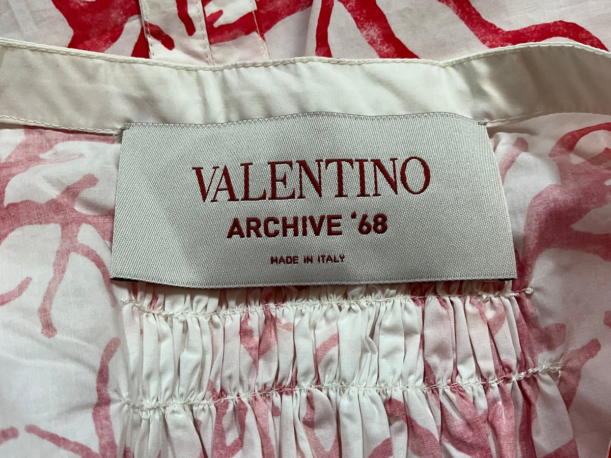 Valentino Archive '68 White Coral Printed Tunic Mini Dress Size I 44 UK 12 US 8 ladies