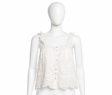 LoveShackFancy Luanne Crochet-Trimmed Embroidered Cotton Voile Top size M medium ladies