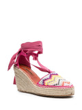 Missoni Zig Zag Leather Striped T-Strap Wedges Sandals Size 39 ladies