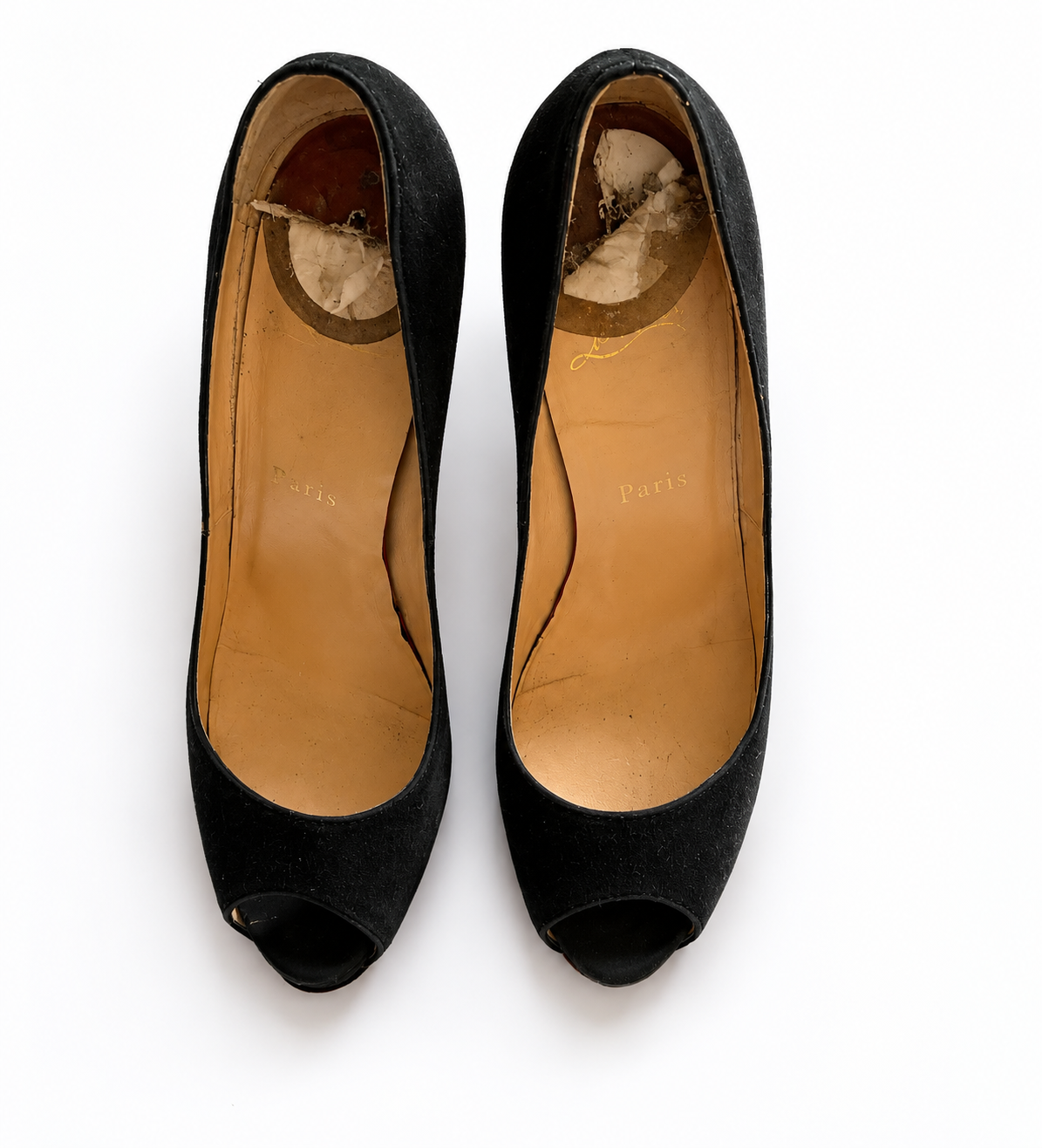 Christian Louboutin Black Suede Peep Toe Pumps – EU 36 ladies