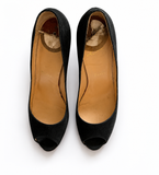 Christian Louboutin Black Suede Peep Toe Pumps – EU 36 ladies