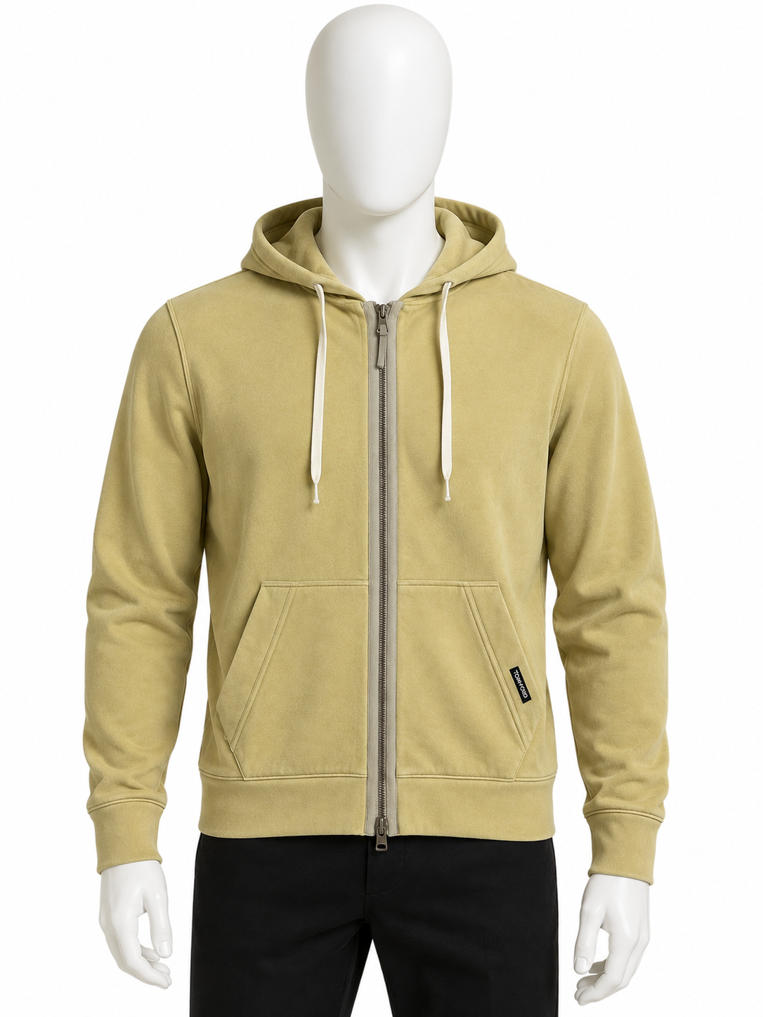 Tom Ford Men’s Beige Cotton-Blend Zip-Up Hoodie – Size M men