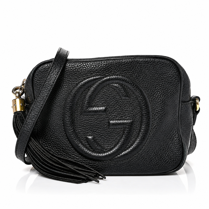 Gucci Pebbled Calfskin Small Soho Disco Bag – Black Handbag ladies