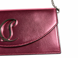 Christian Louboutin Loubi54 Metallic Pink Patent Leather Crossbody Clutch Bag ladies