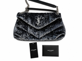 SAINT LAURENT YSL Loulou Puffer Crushed-Velvet Shoulder Bag Handbag ladies