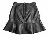 Misha Black Leather-Feel Tulip Ruffle Mini Skirt Size S ladies