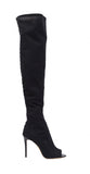 Jimmy Choo Black Mesh Over-the-Knee Peep-Toe Stiletto Boots – Size 37 ladies