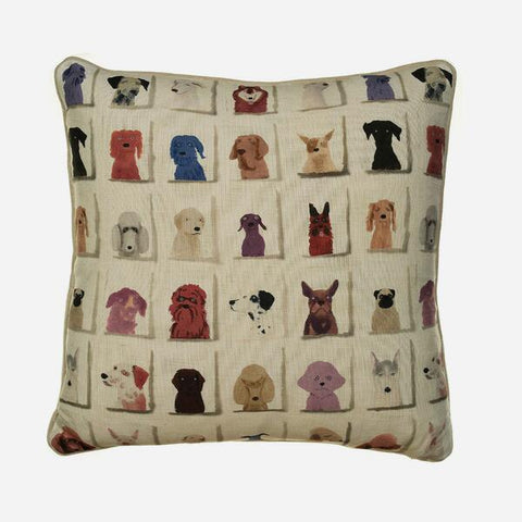 Andrew Martin Pure Linen Large Dogs Print Cushion Pillow 25 inches 63 cm