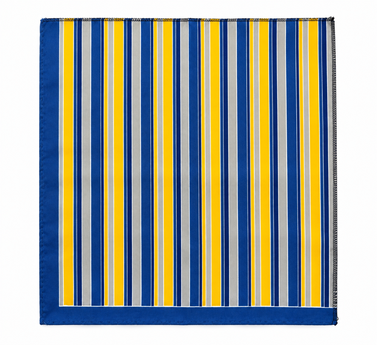 Men’s Striped Pocket Square – Blue, Yellow & Grey men