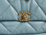 Chanel 19 Medium Quilted Lambskin Leather Flap Bag – Dusty Teal Blue ladies
