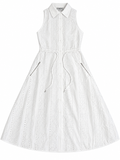 Iceberg White Broderie Anglaise Sleeveless Midi Dress – Size 40 ladies