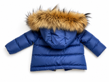 Il Gufo Blue Down Puffer Jacket with Fur Hood – 18 Months children