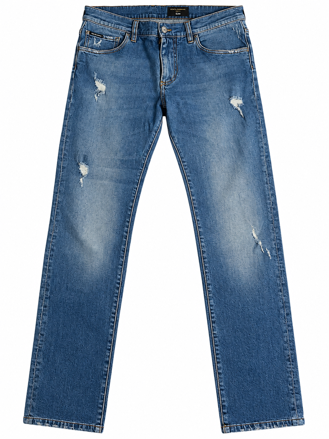 Dolce & Gabbana Men’s Blue Distressed Slim Fit Jeans – Size IT 48 men
