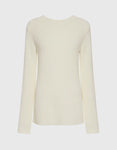 THE ROW "EDAL" IVORY WOOL Ruched-Side SWEATER PULLOVER JUMPER TOP SZ L large ladies