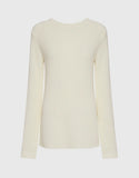 THE ROW "EDAL" IVORY WOOL Ruched-Side SWEATER PULLOVER JUMPER TOP SZ L large ladies