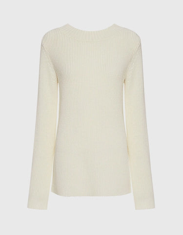 THE ROW "EDAL" IVORY WOOL Ruched-Side SWEATER PULLOVER JUMPER TOP SZ L large ladies