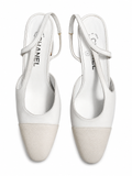Chanel Cap Toe Slingback Pumps – White/Cream Leather – EU 38 ladies