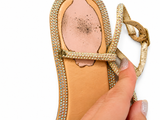 René Caovilla Crystal Bow Embellished Flat Sandals – Pink & Gold – EU 36 ladies
