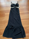 Jonathan SIMKHAI Ayla Chain-embellished Cutout Recycled Crepe Midi Dress Black 8 ladies