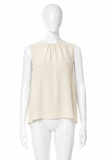 Miu Miu Ivory Gathered-Neck High-Low Blouse ladies