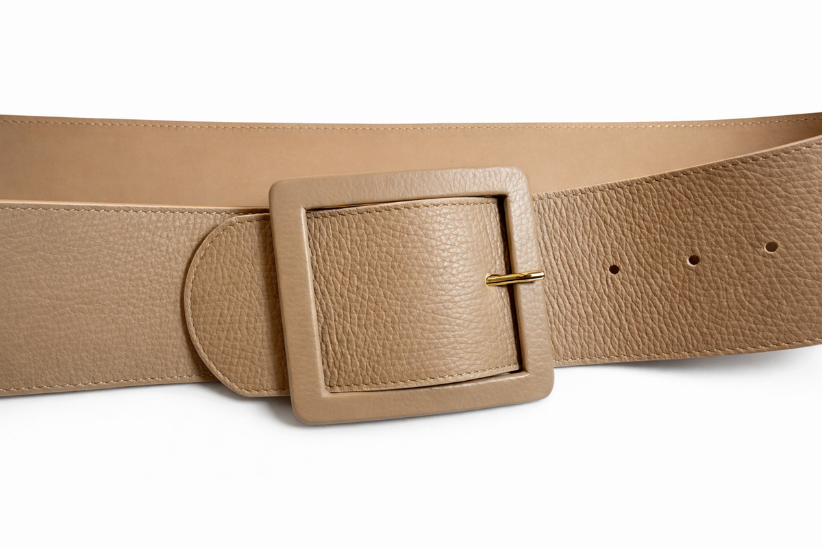 Franck Namani Beige Leather Wide Belt 80 ladies