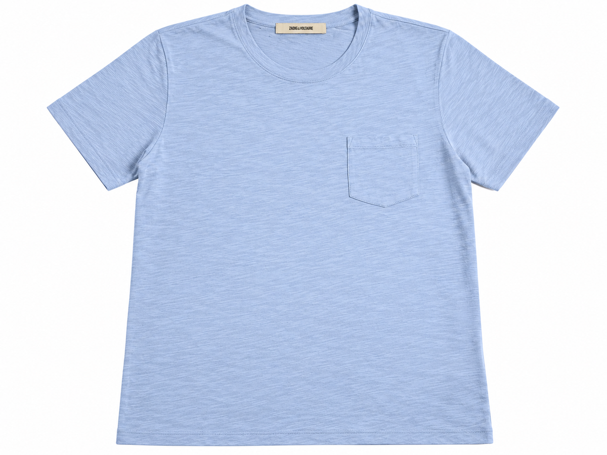 Zadig & Voltaire Stockholm Skull Print Sky Blue Cotton T-Shirt Size M men