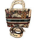 Christian Dior Canvas Embroidered Medium Lady D-Lite Ecru Multicolor Bag Handbag ladies