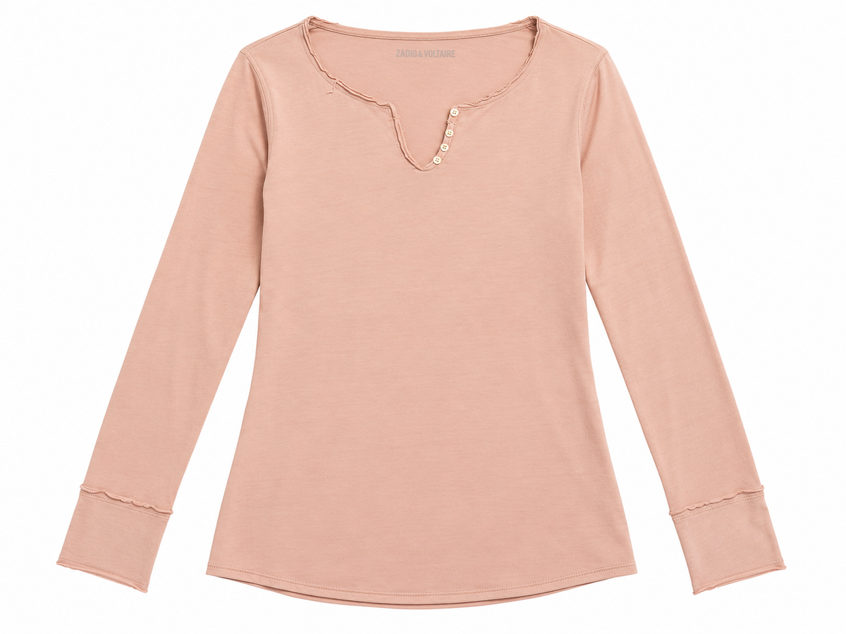 Zadig & Voltaire Live Love Rock Blush Pink Long Sleeve Top ladies