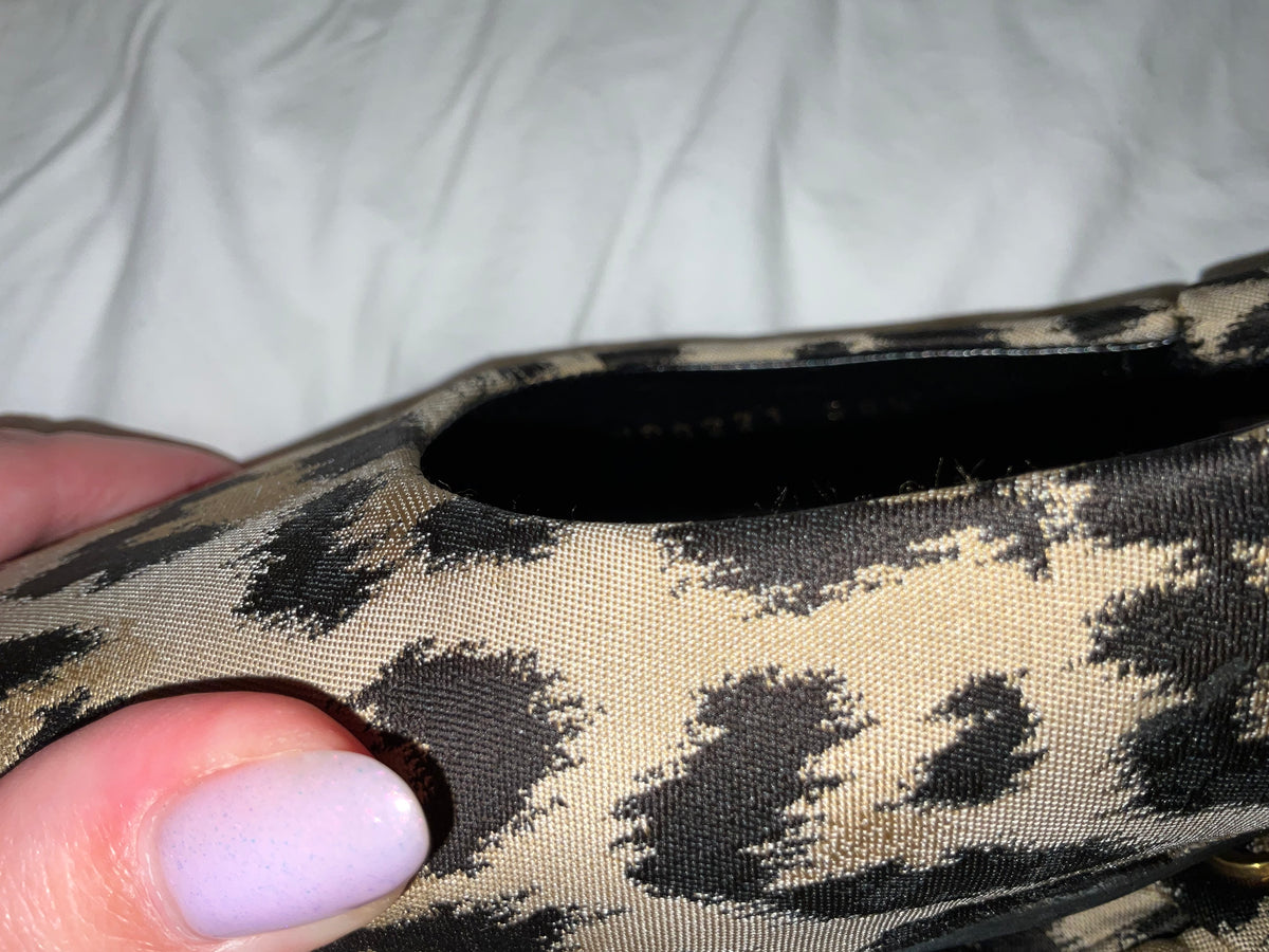 CHRISTIAN DIOR Nylon Leopard Print Mizza Slingback Flats Size 38.5 ladies