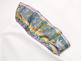 Emilio Pucci White Cotton T-Shirt with Printed Silk Ruffle Sleeves – Size S ladies