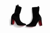 Christian Louboutin Black Suede Gena Mid Calf Boots Size 38 1/2 ladies