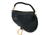 CHRISTIAN DIOR Calfskin Saddle Bag in Black Leather Bag Handbag ladies