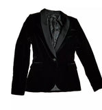 ZARA Woman BLACK VELVET TUXEDO BLAZER JACKET SIZE XS MOST WANTED ladies