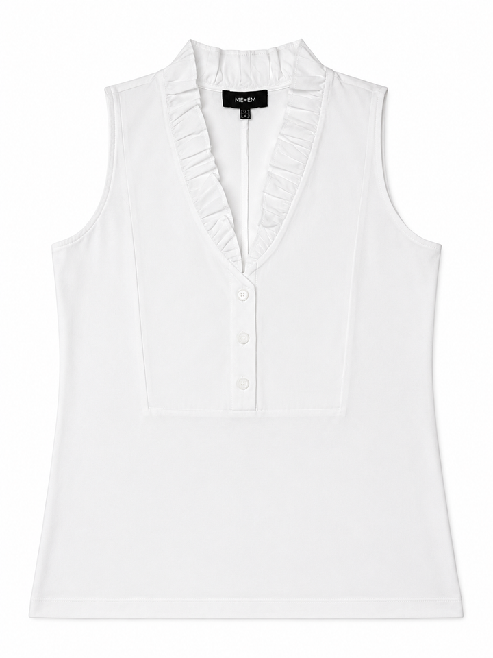 ME+EM White Ruffle-Neck Sleeveless Top – UK 10 ladies