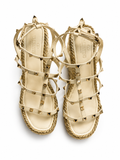 Valentino Garavani Rockstud Caged Wedge Espadrille Sandals Size 39 ladies