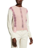 Stella McCartney Lace Insert Virgin Wool Cable Knit Sweater Size I 38 US 2 XS ladies