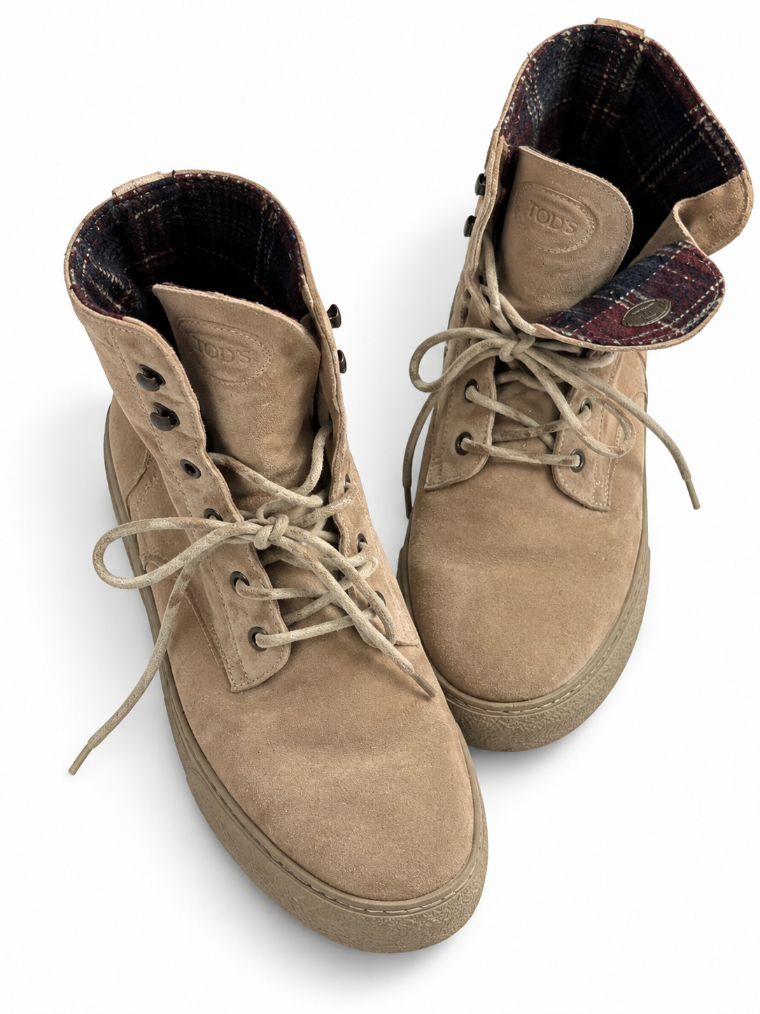 Tod’s Men’s Beige Suede Lace-Up Ankle Boots – Size 7½ // 41.5 men