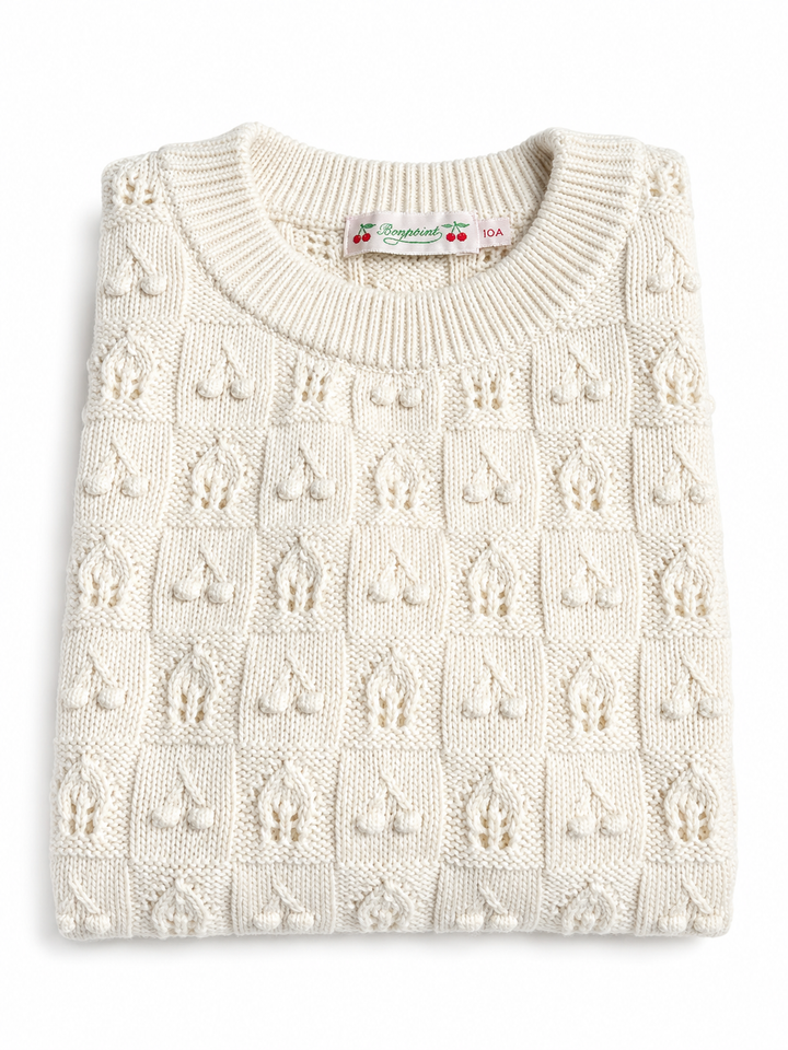 Bonpoint ivory cherry knit jumper sweater size 10 years children