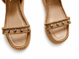 Valentino Rockstud Rope Sandals In Calfskin 45mm ladies