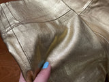 Sprwmn Gold Metallic Leather High-Waisted Leggings Pants Trousers Size S small ladies