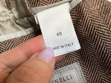Brunello Cucinelli Herringbone Brown Silk Blazer Jacket size 48 men