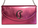 Christian Louboutin Loubi54 Metallic Pink Patent Leather Crossbody Clutch Bag ladies