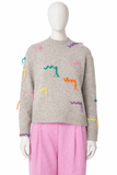 Mira Mikati Extra Fine Merino Wool Embroidered Pullover Sweater Jumper Size EU 38 ladies