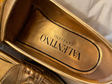 Valentino Metallic Gold Leather VLogo Chain Loafers – Size EU 36½ ladies