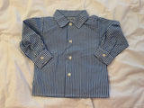 Beeboon Blue & White Striped Shirt Baby Boys Children Size 3 months children