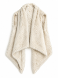 Ivory Rabbit Fur Knit Waterfall Vest – Size 38 ladies