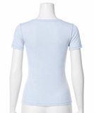 Fabiana Filippi Light Blue Cotton T-Shirt with Monili Trim Size I 40 UK 8 ladies