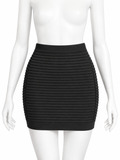 Balmain Black Ribbed Mini Skirt size F 36 S ladies