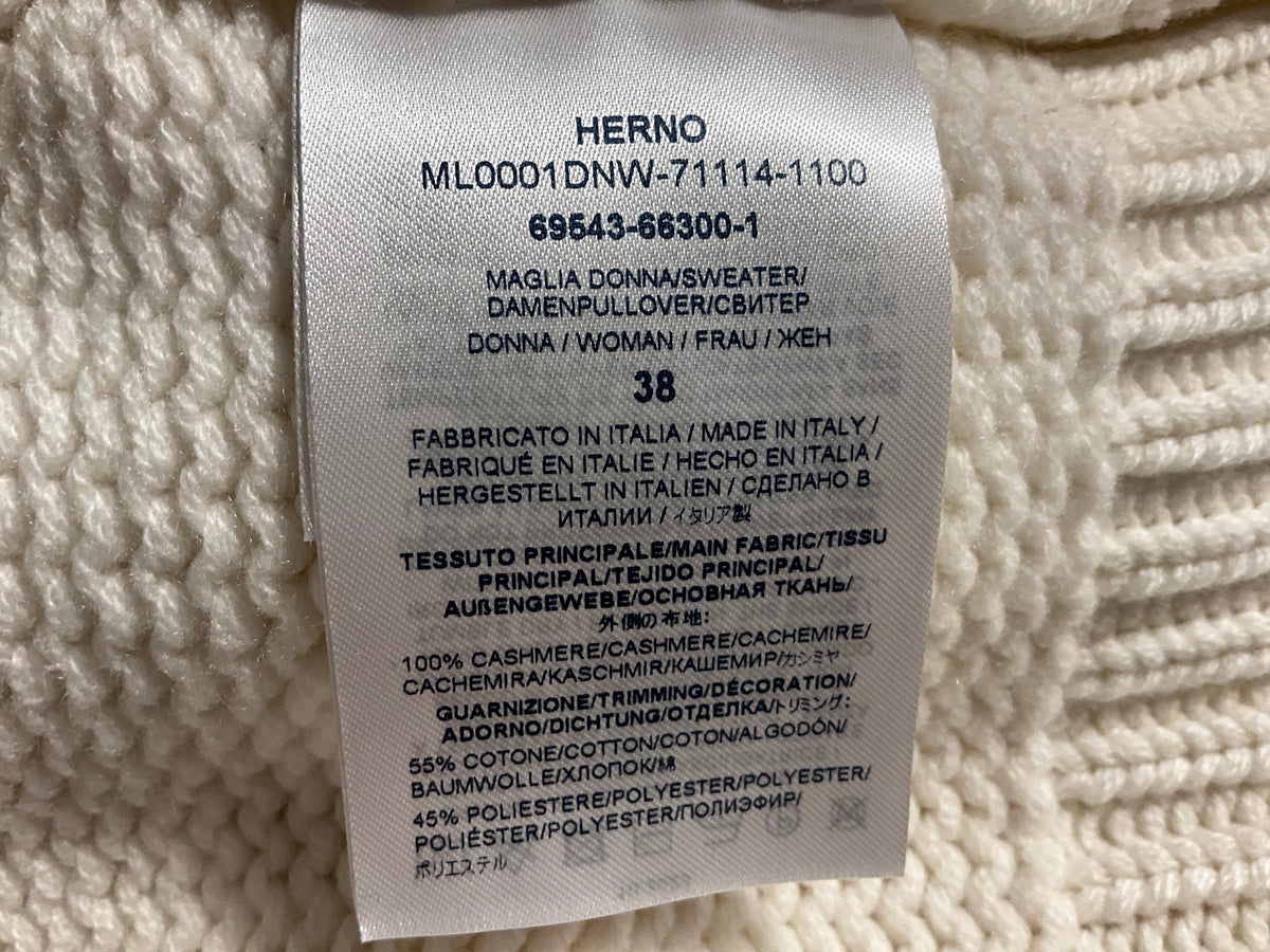 Herno White Cashmere Turtleneck Sweater Jumper Size I 38 XS ladies