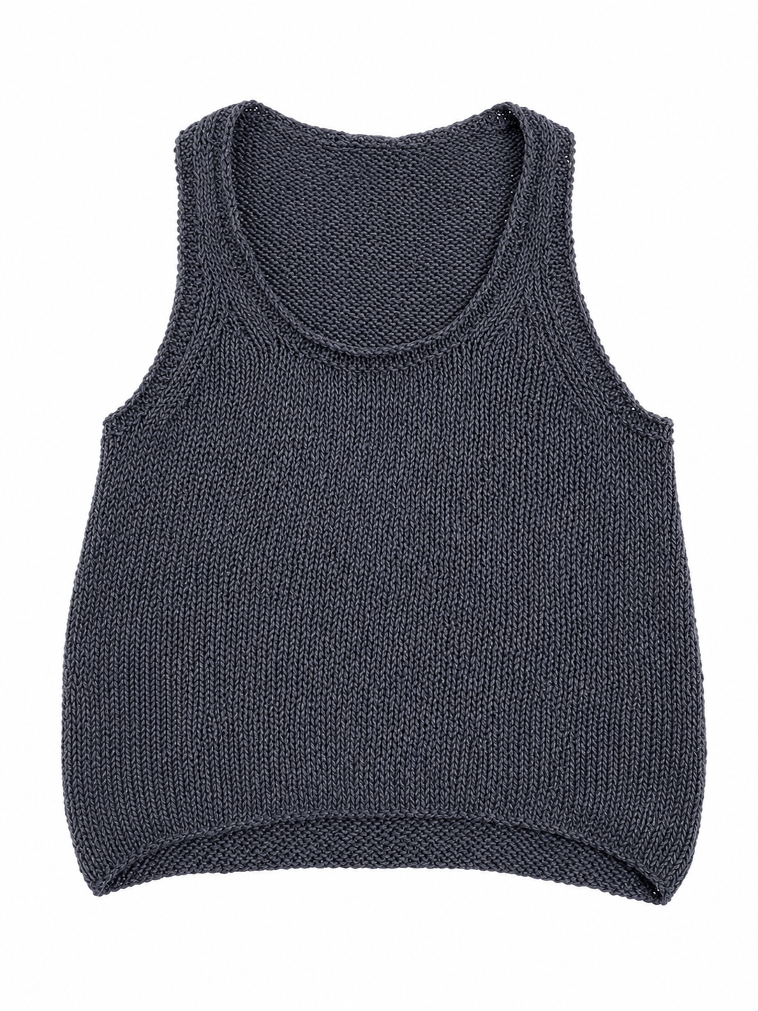 James Perse Navy Cotton & Linen-Blend Knitted Tank Top size 2 ladies